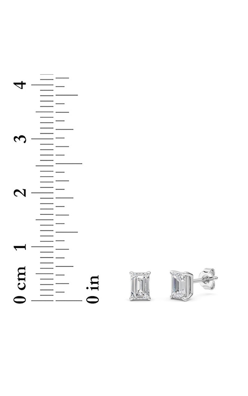 1 Cttw Four Prong Classic Stud Earrings in 14K White Gold Over Sterling Silver, Silver|14K White Gold