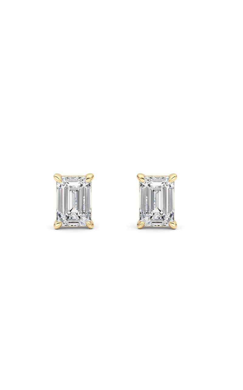 1 Cttw Four Prong Classic Stud Earrings in 14K White Gold Over Sterling Silver, Silver|14K Yellow Gold