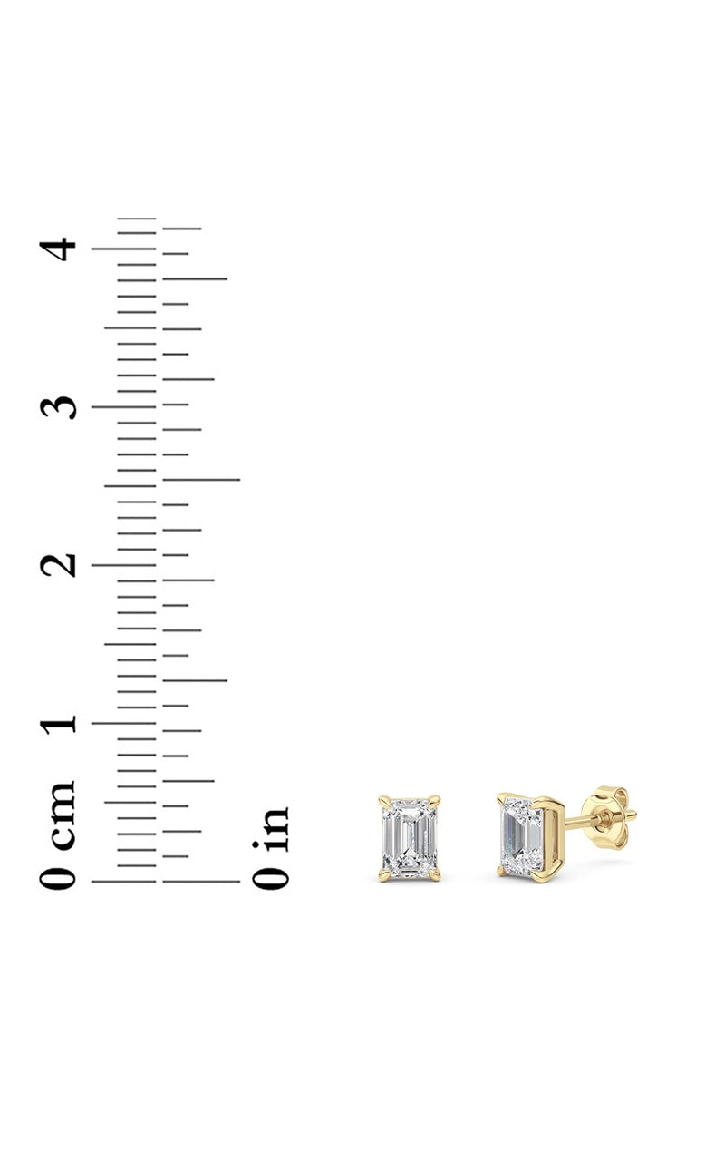 1 Cttw Four Prong Classic Stud Earrings in 14K White Gold Over Sterling Silver, Silver|14K Yellow Gold