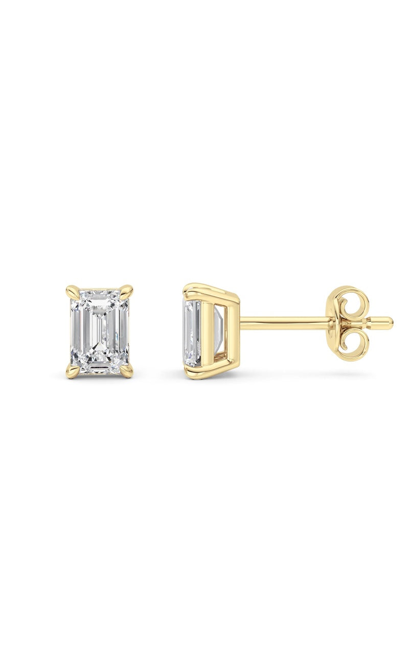 1 Cttw Four Prong Classic Stud Earrings in 14K White Gold Over Sterling Silver, Silver|14K Yellow Gold
