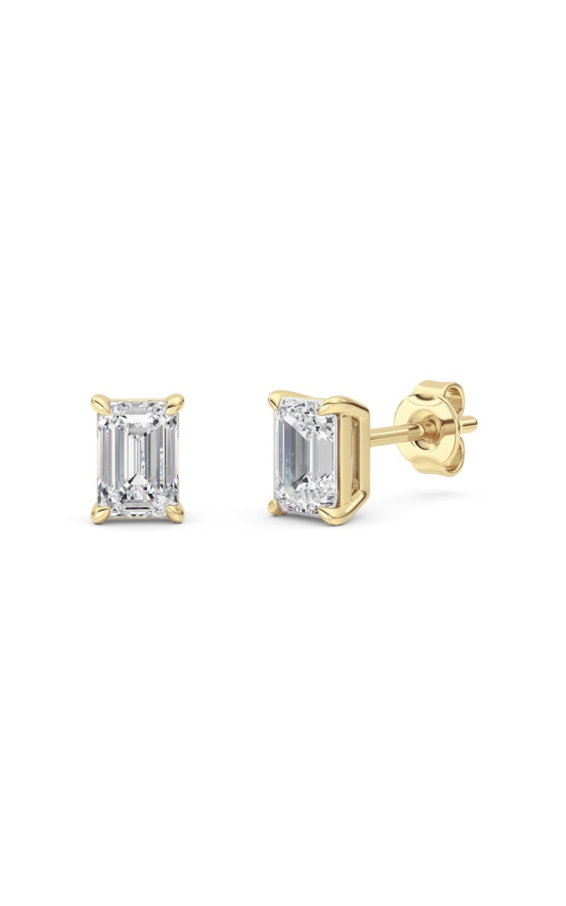1 Cttw Four Prong Classic Stud Earrings in 14K White Gold Over Sterling Silver, Silver|14K Yellow Gold