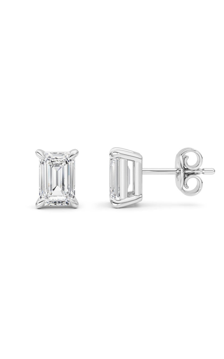 2 Cttw Four Prong Classic Stud Earrings in 14K White Gold Over Sterling Silver