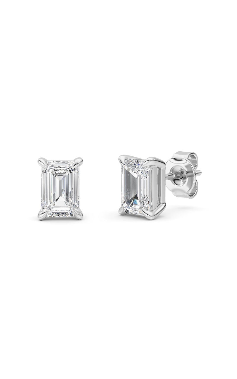 2 Cttw Four Prong Classic Stud Earrings in 14K White Gold Over Sterling Silver, Silver|14K White Gold