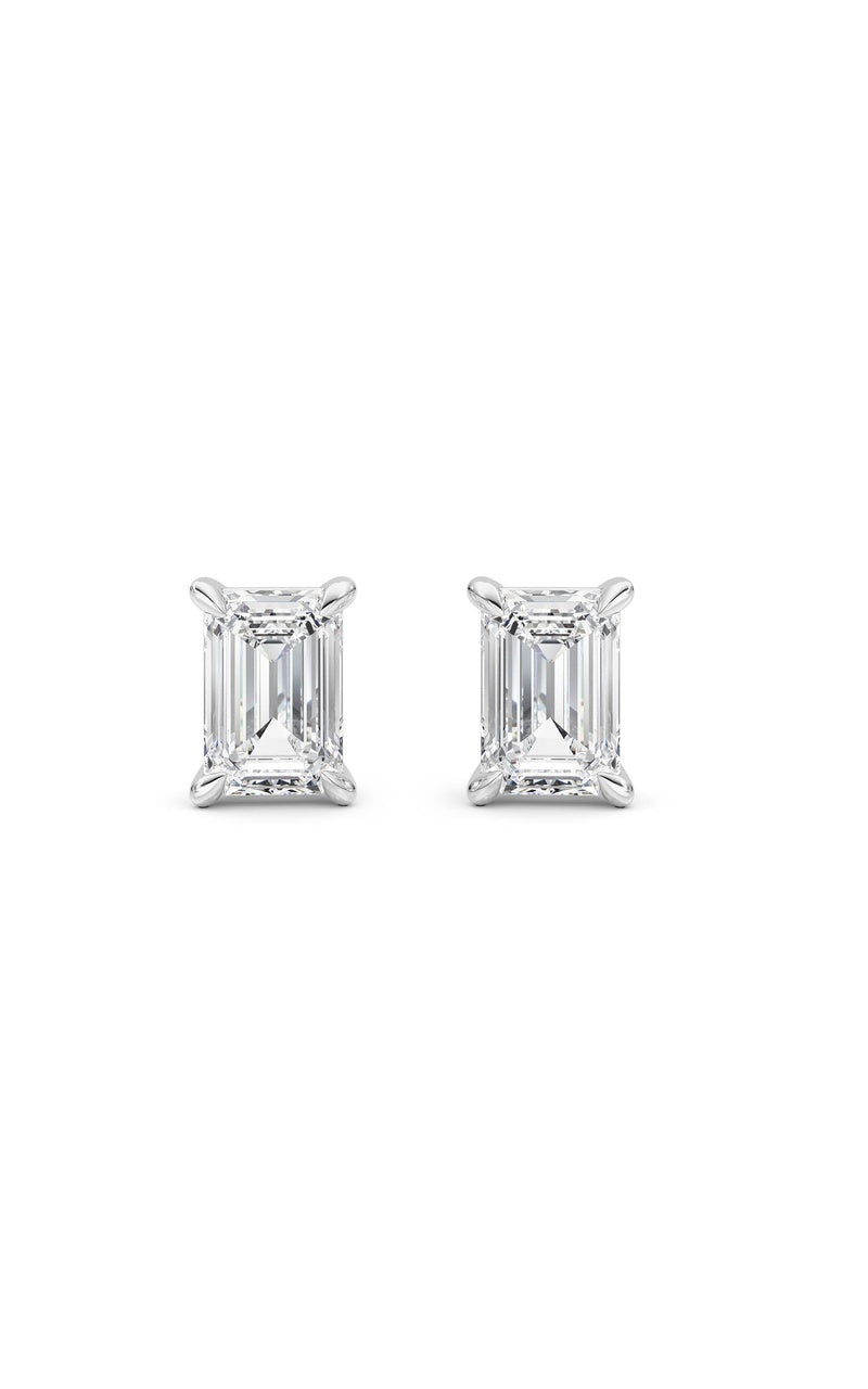 2 Cttw Four Prong Classic Stud Earrings in 14K White Gold Over Sterling Silver, Silver|14K White Gold