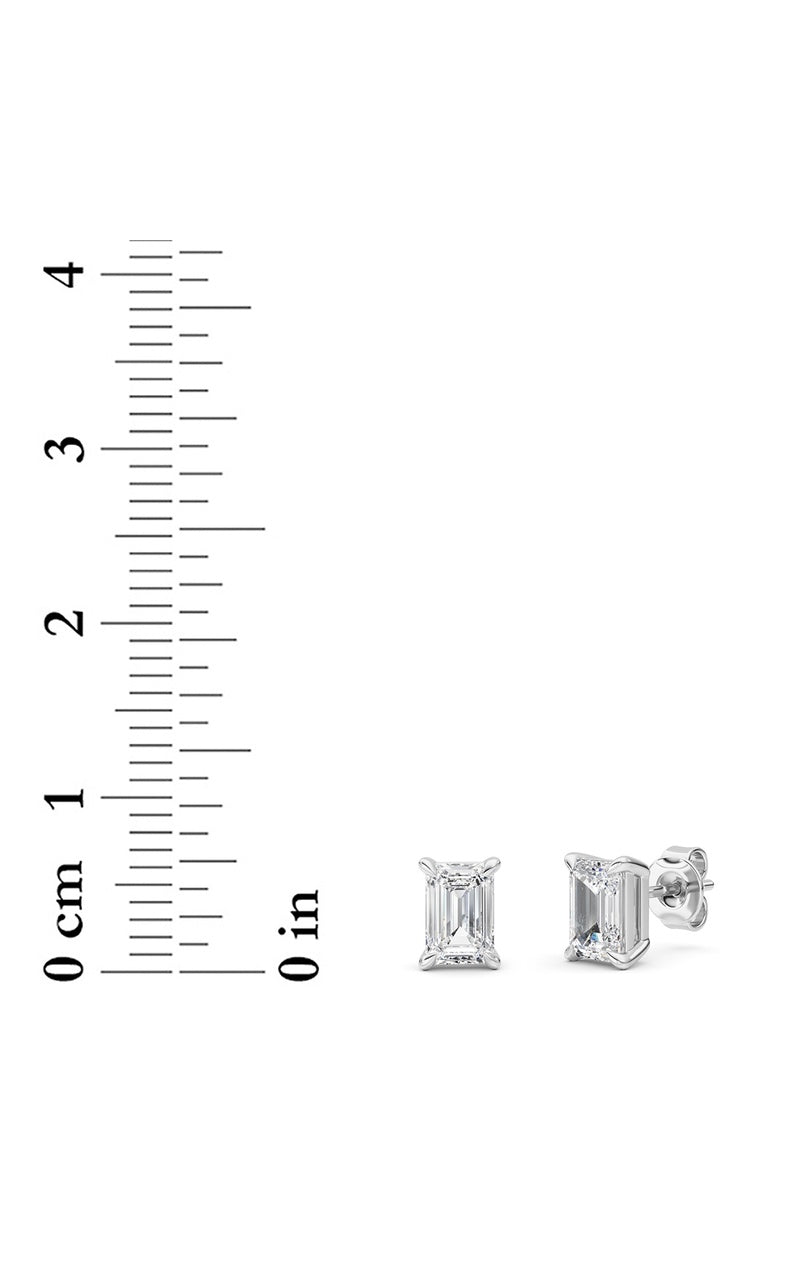 2 Cttw Four Prong Classic Stud Earrings in 14K White Gold Over Sterling Silver, Silver|14K White Gold