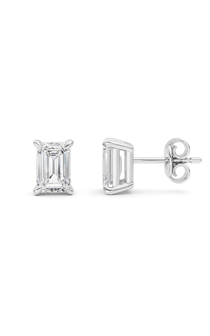 2 Cttw Four Prong Classic Stud Earrings in 14K White Gold Over Sterling Silver, Silver|14K White Gold