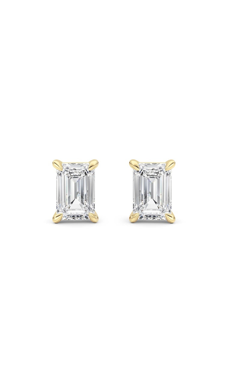 2 Cttw Four Prong Classic Stud Earrings in 14K White Gold Over Sterling Silver, Silver|14K Yellow Gold
