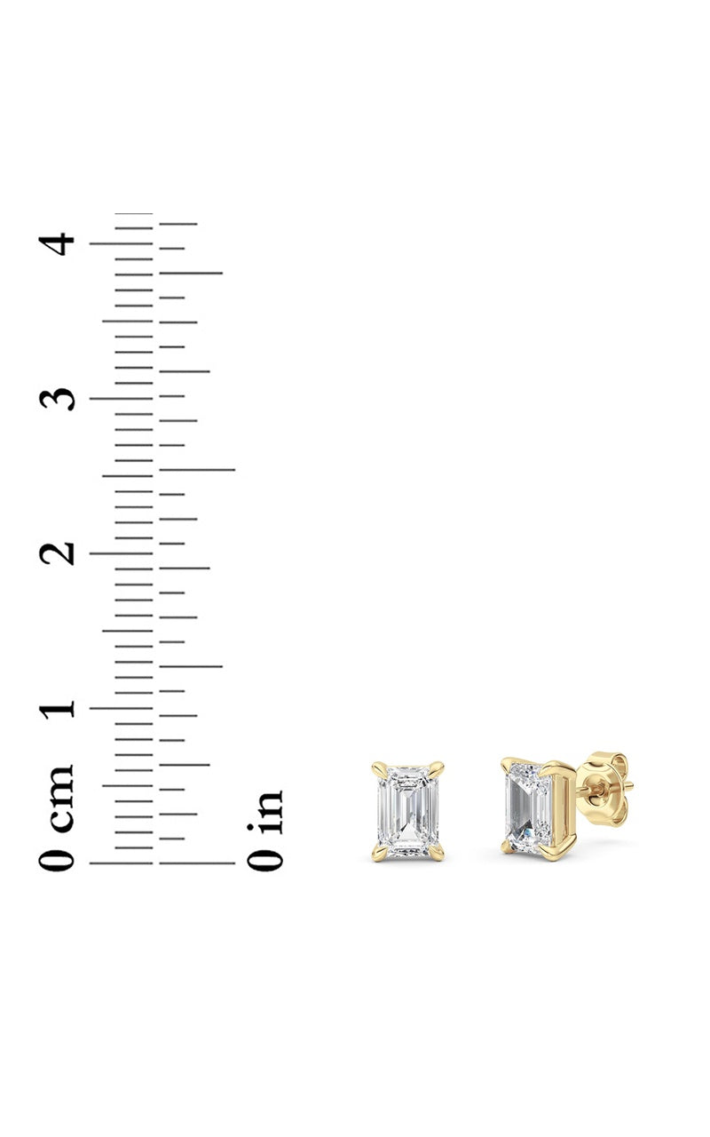 2 Cttw Four Prong Classic Stud Earrings in 14K White Gold Over Sterling Silver, Silver|14K Yellow Gold