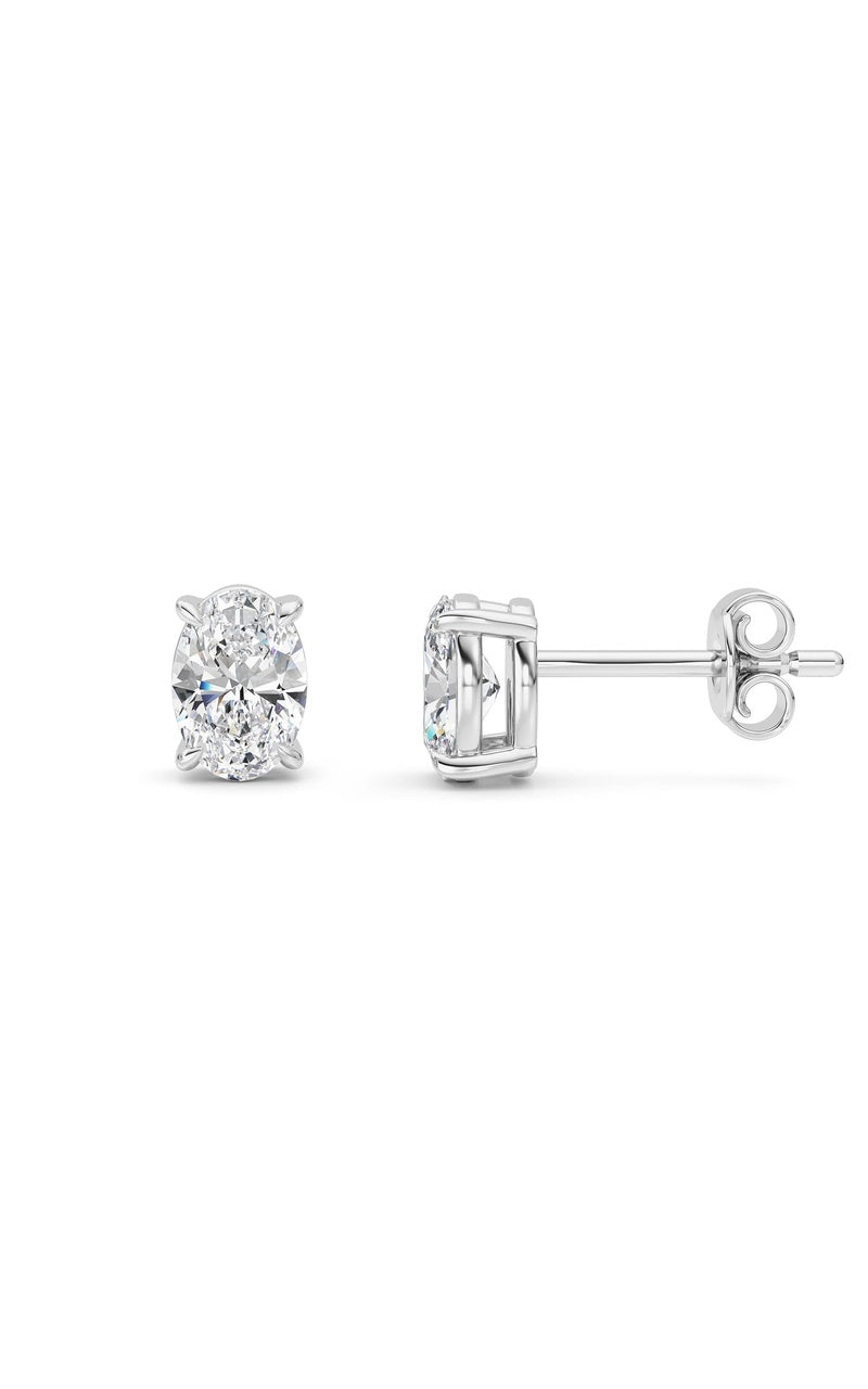 1 Cttw Four Prong Classic Stud Earrings in 14K White Gold Over Sterling Silver, Silver|14K White Gold