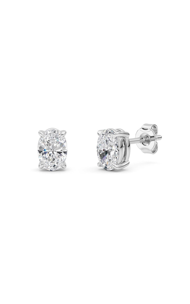 1 Cttw Four Prong Classic Stud Earrings in 14K White Gold Over Sterling Silver, Silver|14K White Gold