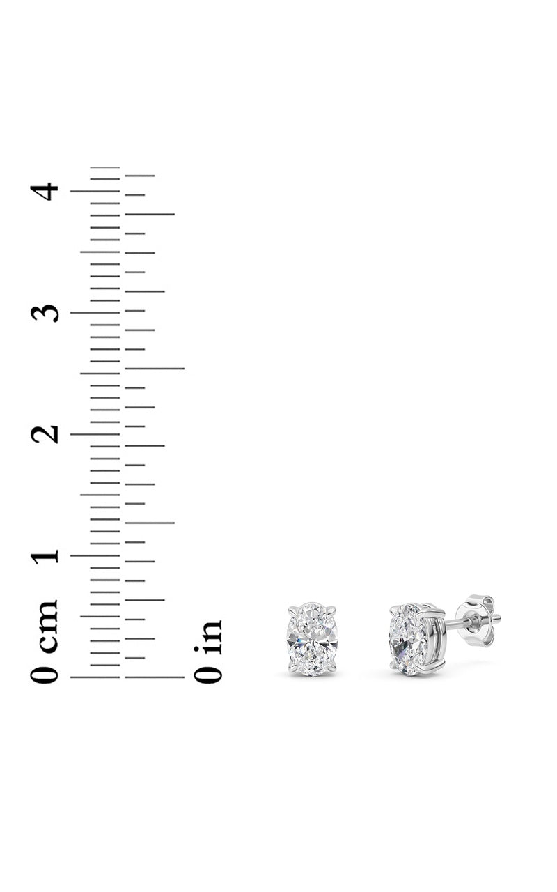 1 Cttw Four Prong Classic Stud Earrings in 14K White Gold Over Sterling Silver, Silver|14K White Gold