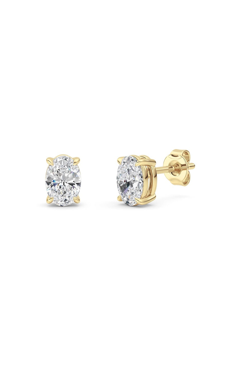 1 Cttw Four Prong Classic Stud Earrings in 14K White Gold Over Sterling Silver, Silver|14K Yellow Gold