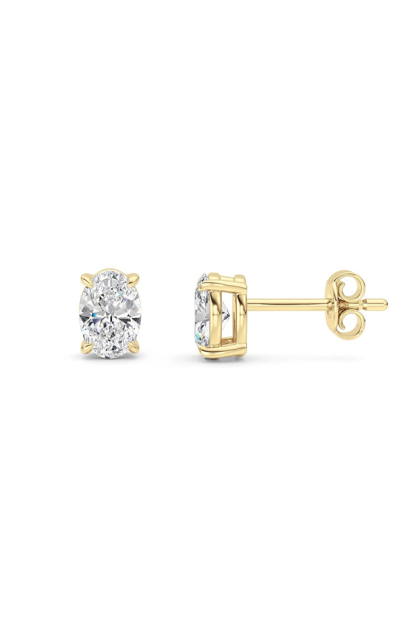 1 Cttw Four Prong Classic Stud Earrings in 14K White Gold Over Sterling Silver, Silver|14K Yellow Gold