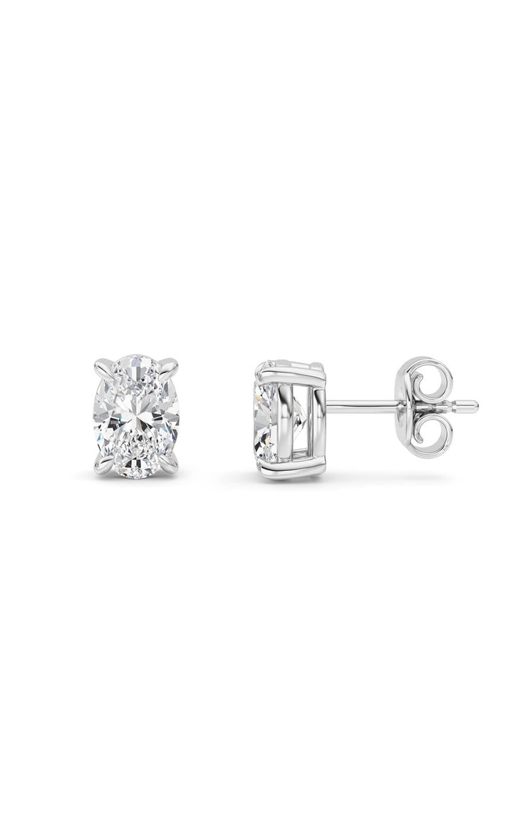 2 Cttw Four Prong Classic Stud Earrings in 14K White Gold Over Sterling Silver