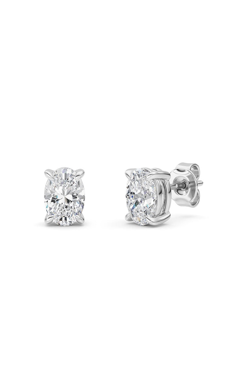2 Cttw Four Prong Classic Stud Earrings in 14K White Gold Over Sterling Silver, Silver|14K White Gold