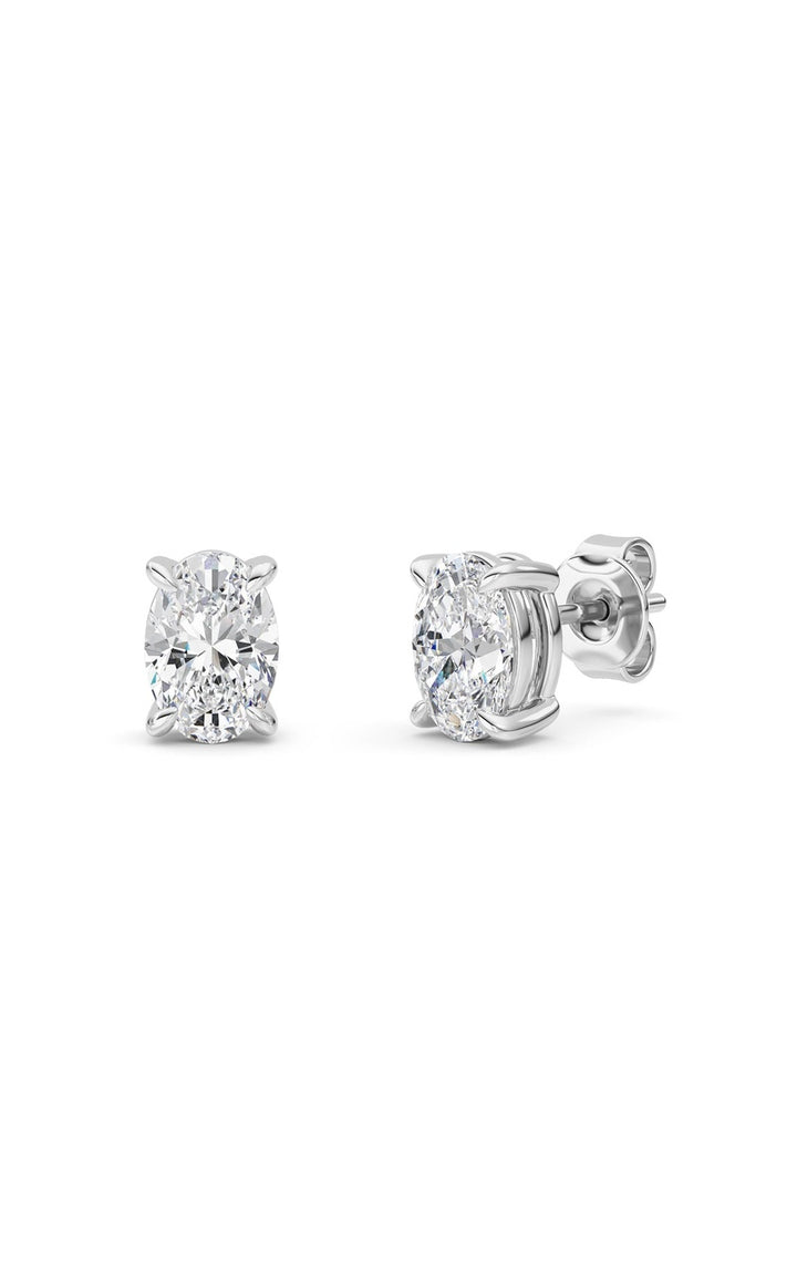2 Cttw Four Prong Classic Stud Earrings in 14K White Gold Over Sterling Silver
