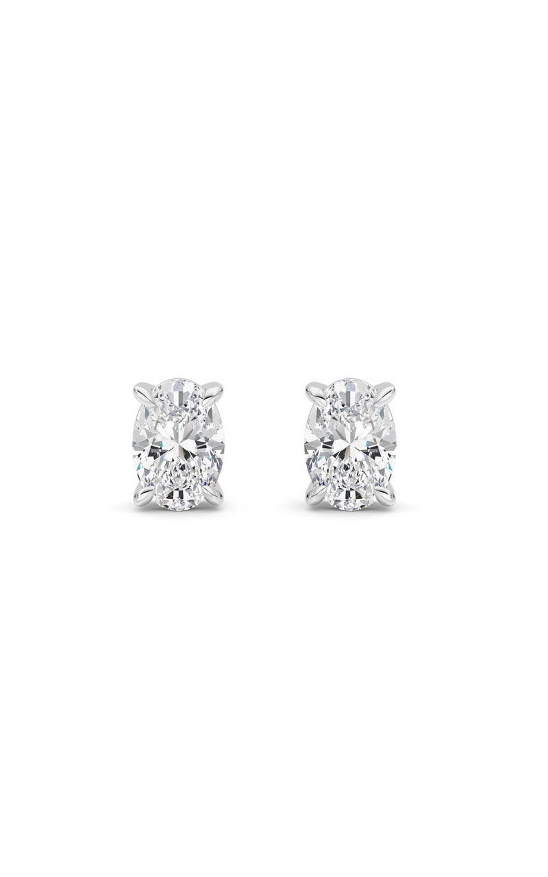 2 Cttw Four Prong Classic Stud Earrings in 14K White Gold Over Sterling Silver, Silver|14K White Gold