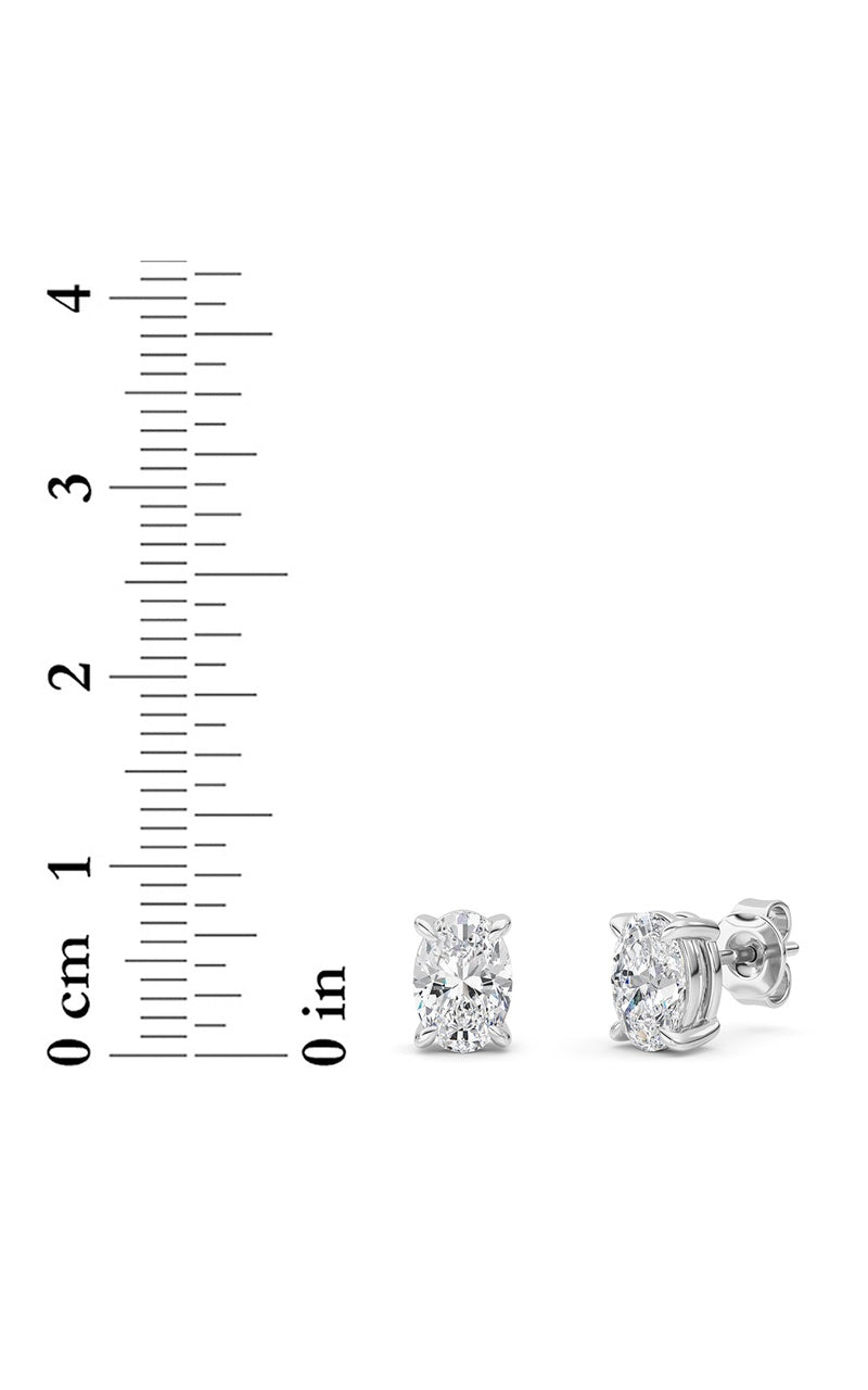2 Cttw Four Prong Classic Stud Earrings in 14K White Gold Over Sterling Silver, Silver|14K White Gold