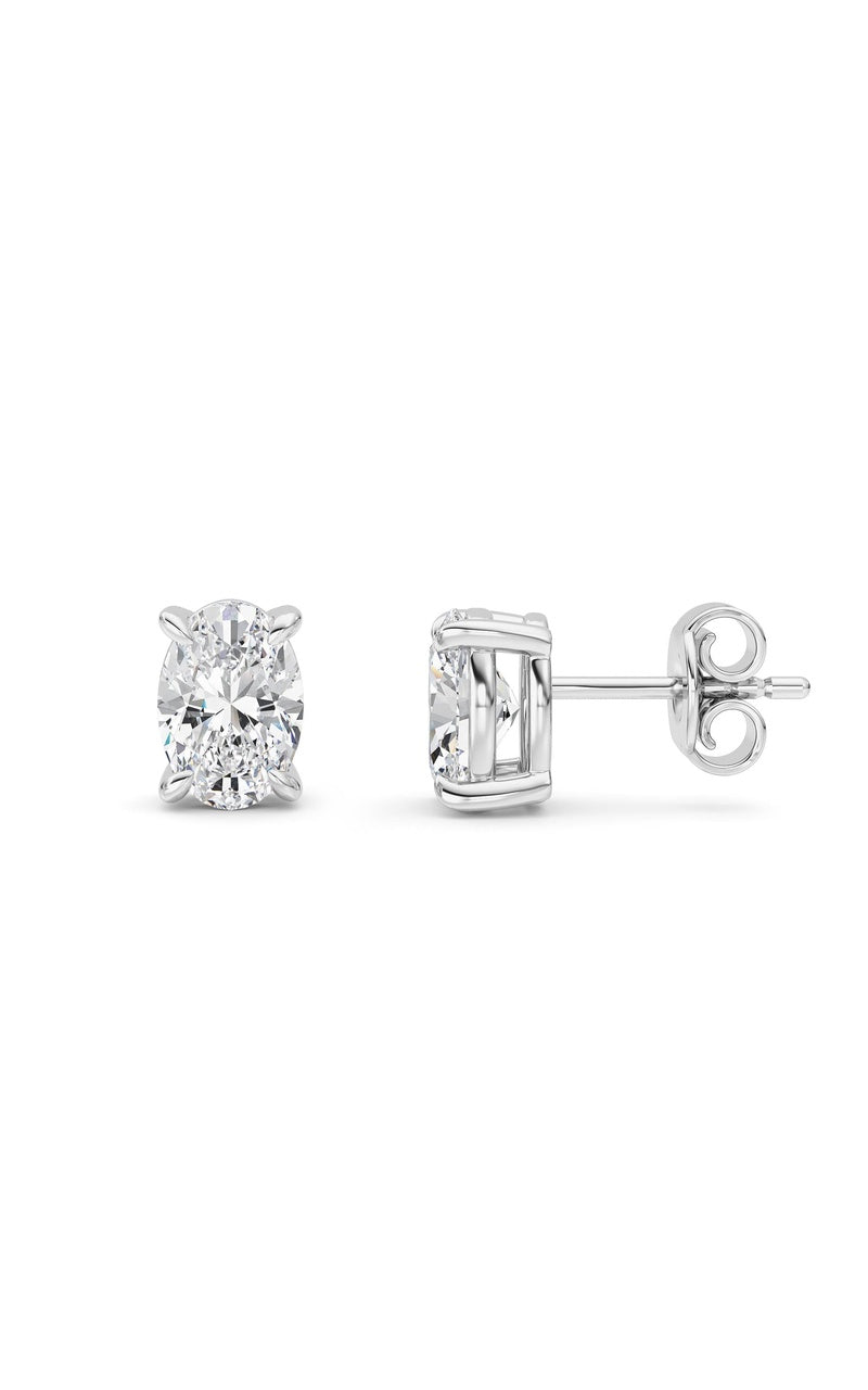 2 Cttw Four Prong Classic Stud Earrings in 14K White Gold Over Sterling Silver, Silver|14K White Gold