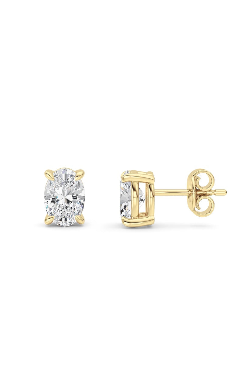 2 Cttw Four Prong Classic Stud Earrings in 14K White Gold Over Sterling Silver, Silver|14K Yellow Gold