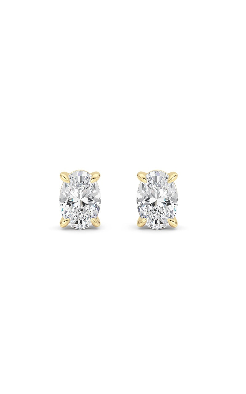 2 Cttw Four Prong Classic Stud Earrings in 14K White Gold Over Sterling Silver, Silver|14K Yellow Gold