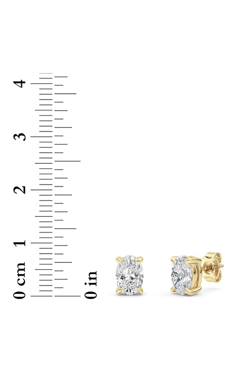 2 Cttw Four Prong Classic Stud Earrings in 14K White Gold Over Sterling Silver, Silver|14K Yellow Gold