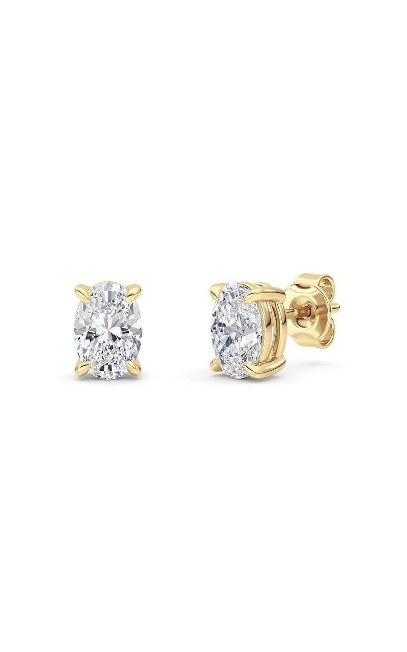 2 Cttw Four Prong Classic Stud Earrings in 14K White Gold Over Sterling Silver, Silver|14K Yellow Gold