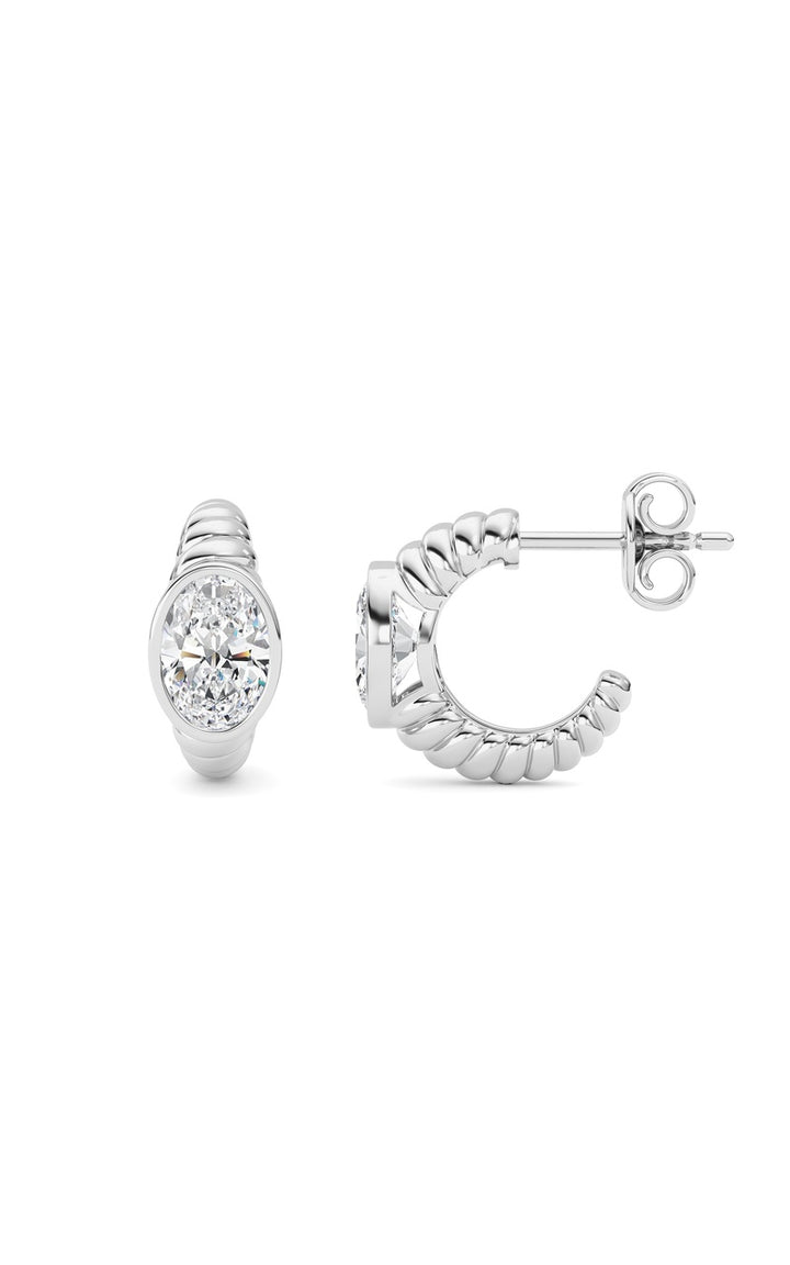 1.5 Cttw Bezel Set Huggie Earrings in 14K White Gold