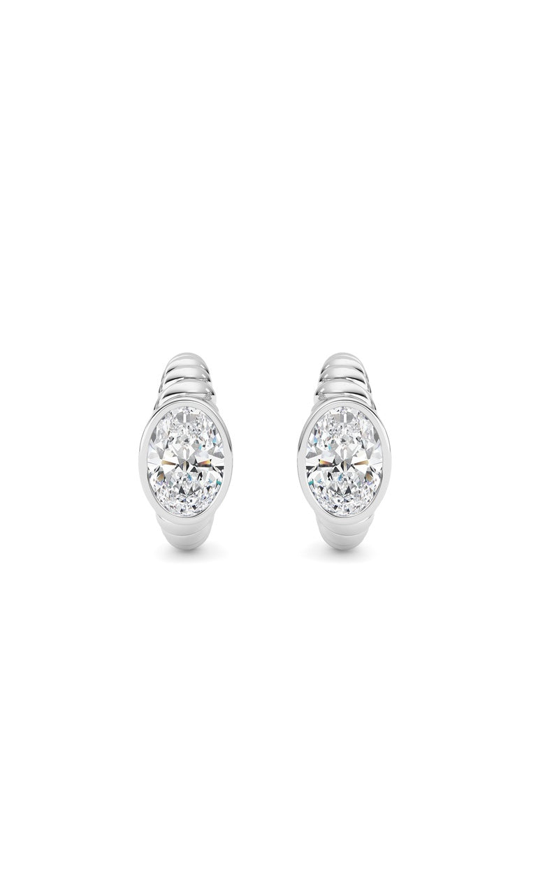 1.5 Cttw Bezel Set Huggie Earrings in 14K White Gold