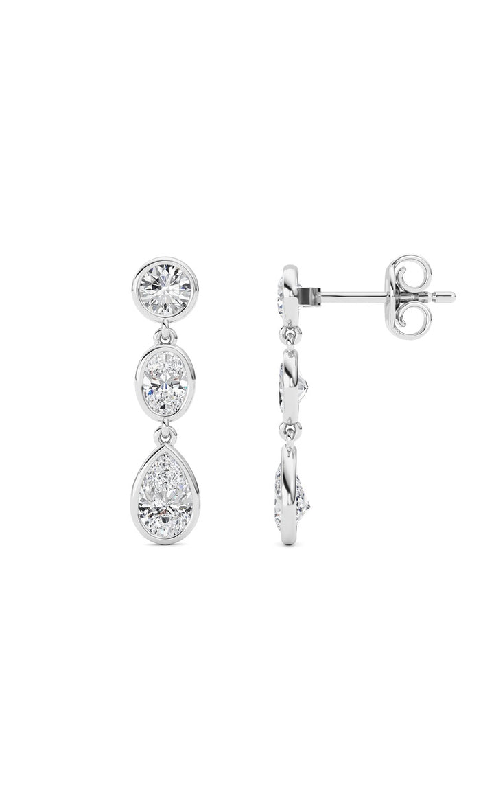 2 Cttw Three Stone Drop Earrings in 14K White Gold