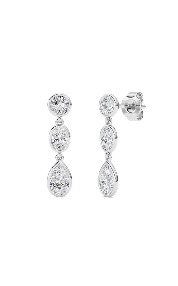 2 Cttw Three Stone Drop Earrings in 14K White Gold