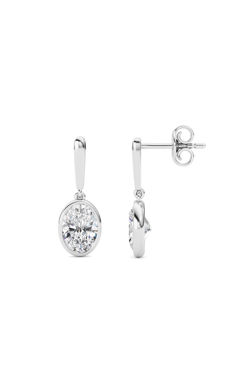 2 Cttw Bezel Set Drop Earrings in 14K White Gold, 14K White Gold