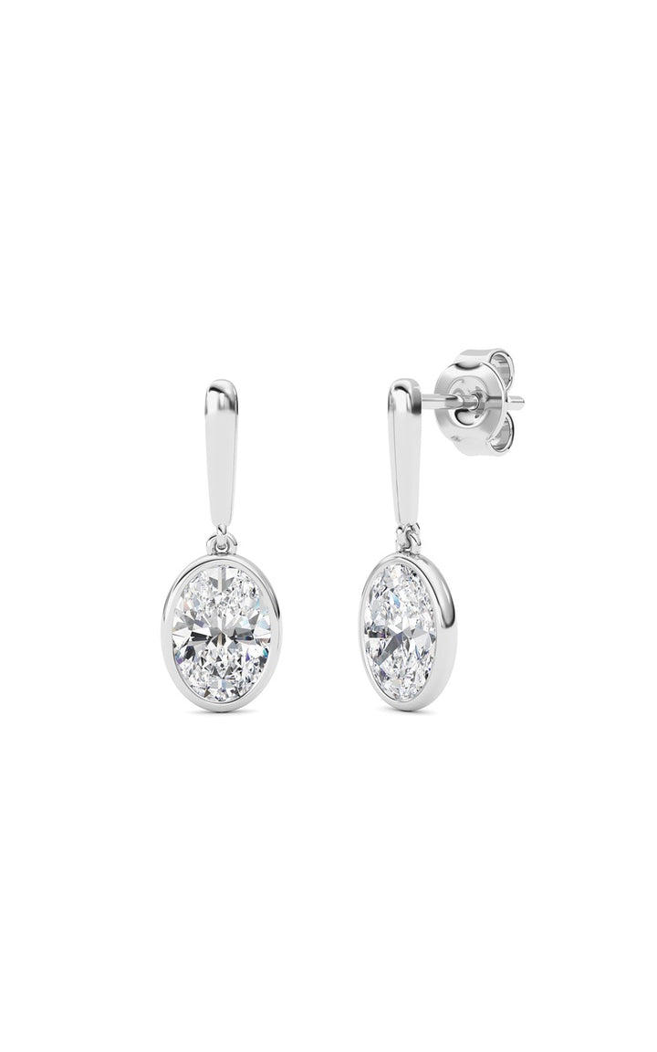 2 Cttw Bezel Set Drop Earrings in 14K White Gold
