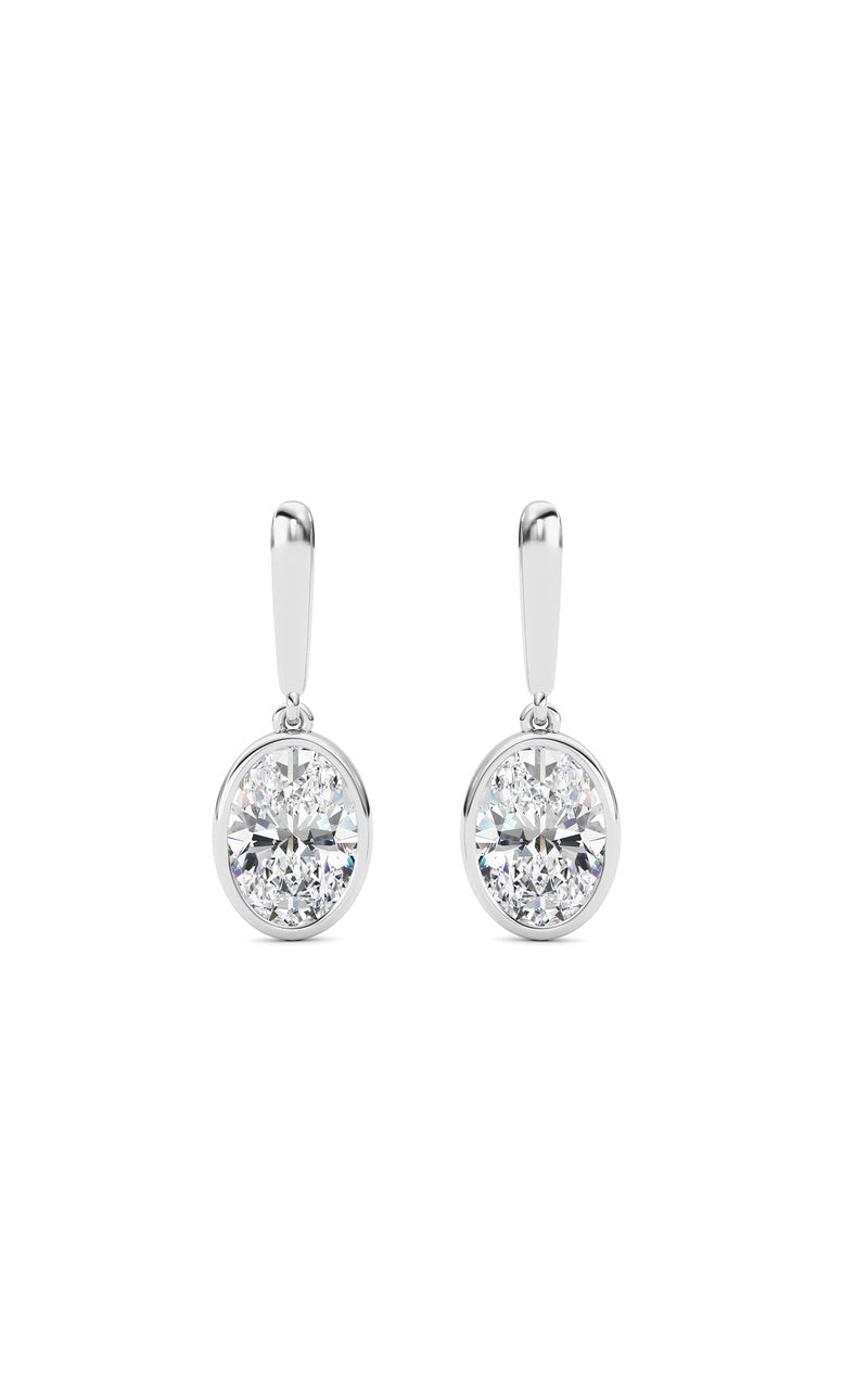 2 Cttw Bezel Set Drop Earrings in 14K White Gold, 14K White Gold