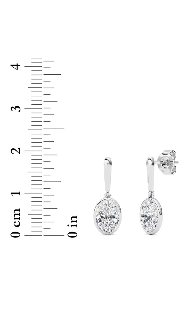 2 Cttw Bezel Set Drop Earrings in 14K White Gold, 14K White Gold