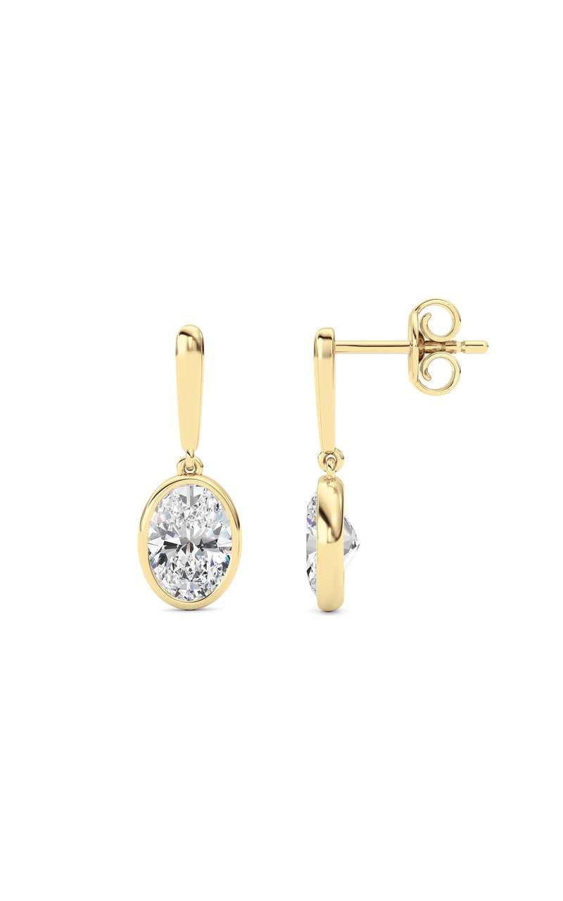 2 Cttw Bezel Set Drop Earrings in 14K White Gold, 14K Yellow Gold