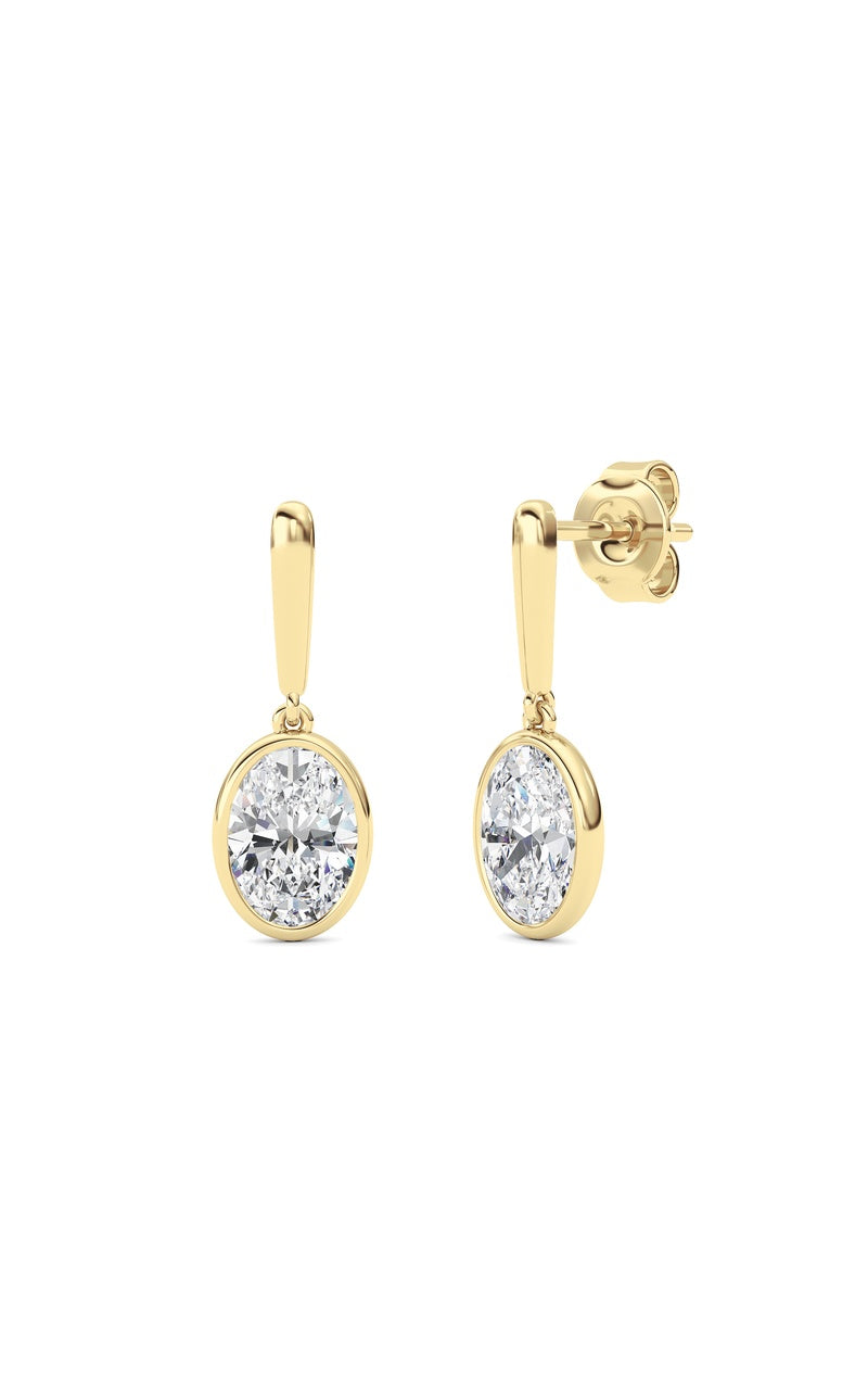 2 Cttw Bezel Set Drop Earrings in 14K White Gold, 14K Yellow Gold