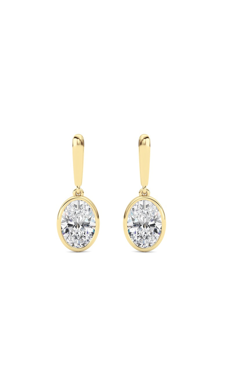 2 Cttw Bezel Set Drop Earrings in 14K White Gold, 14K Yellow Gold