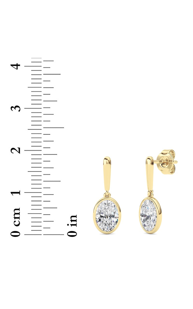 2 Cttw Bezel Set Drop Earrings in 14K White Gold, 14K Yellow Gold