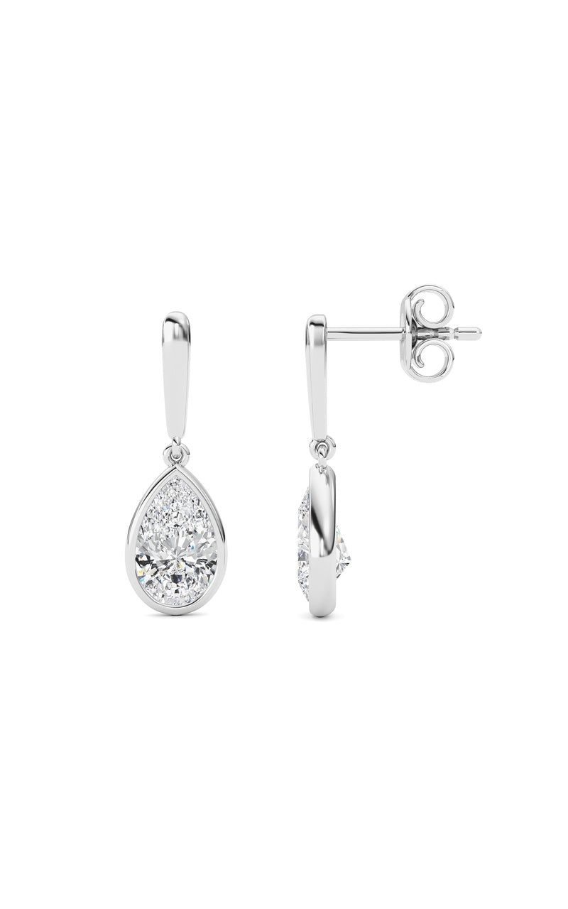 2 Cttw Bezel Set Drop Earrings in 14K White Gold, 14K White Gold