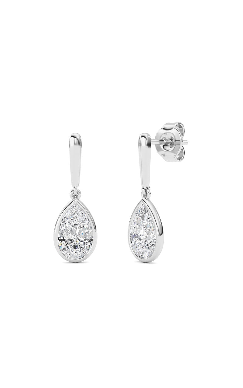 2 Cttw Bezel Set Drop Earrings in 14K White Gold, 14K White Gold