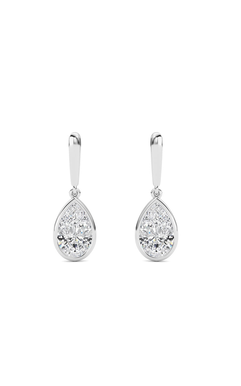 2 Cttw Bezel Set Drop Earrings in 14K White Gold, 14K White Gold