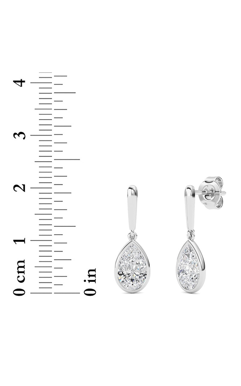 2 Cttw Bezel Set Drop Earrings in 14K White Gold, 14K White Gold