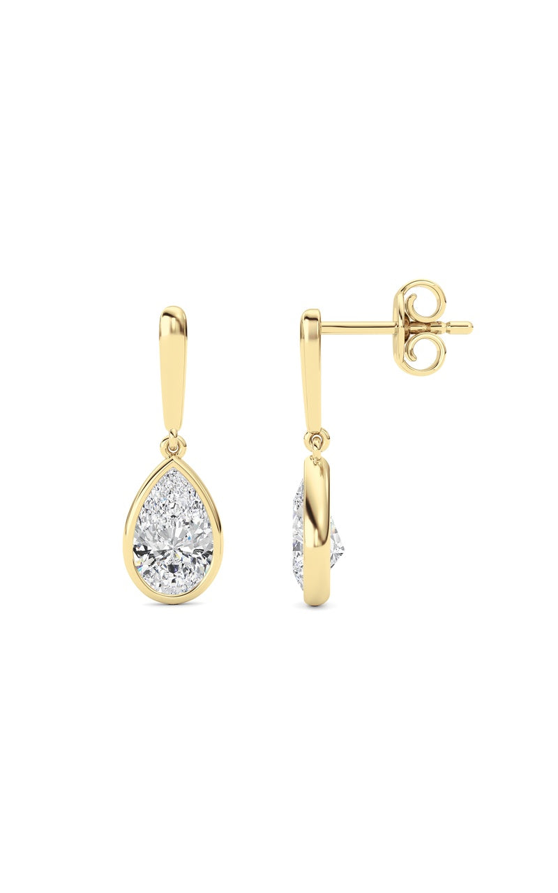 2 Cttw Bezel Set Drop Earrings in 14K White Gold, 14K Yellow Gold