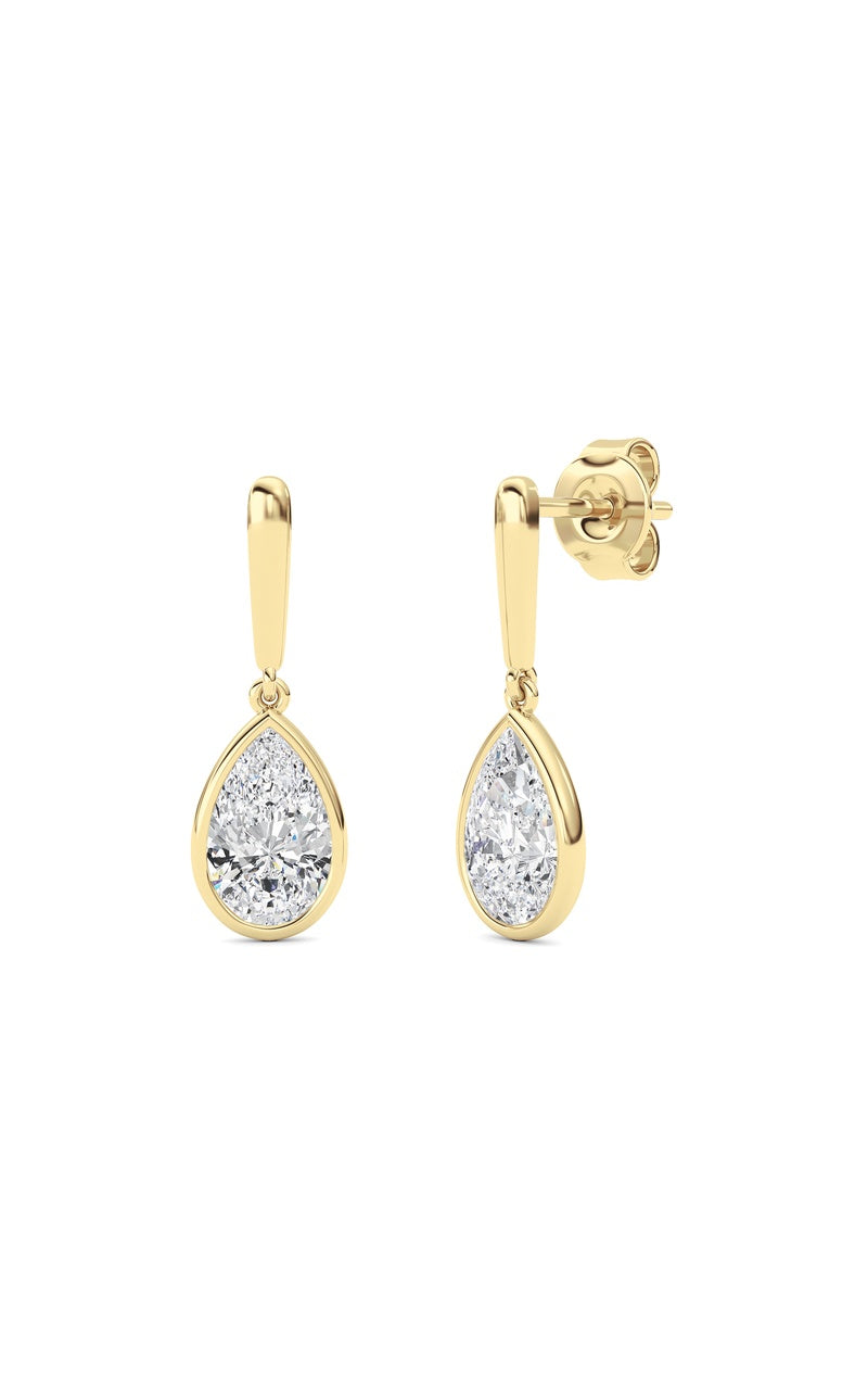 2 Cttw Bezel Set Drop Earrings in 14K White Gold, 14K Yellow Gold