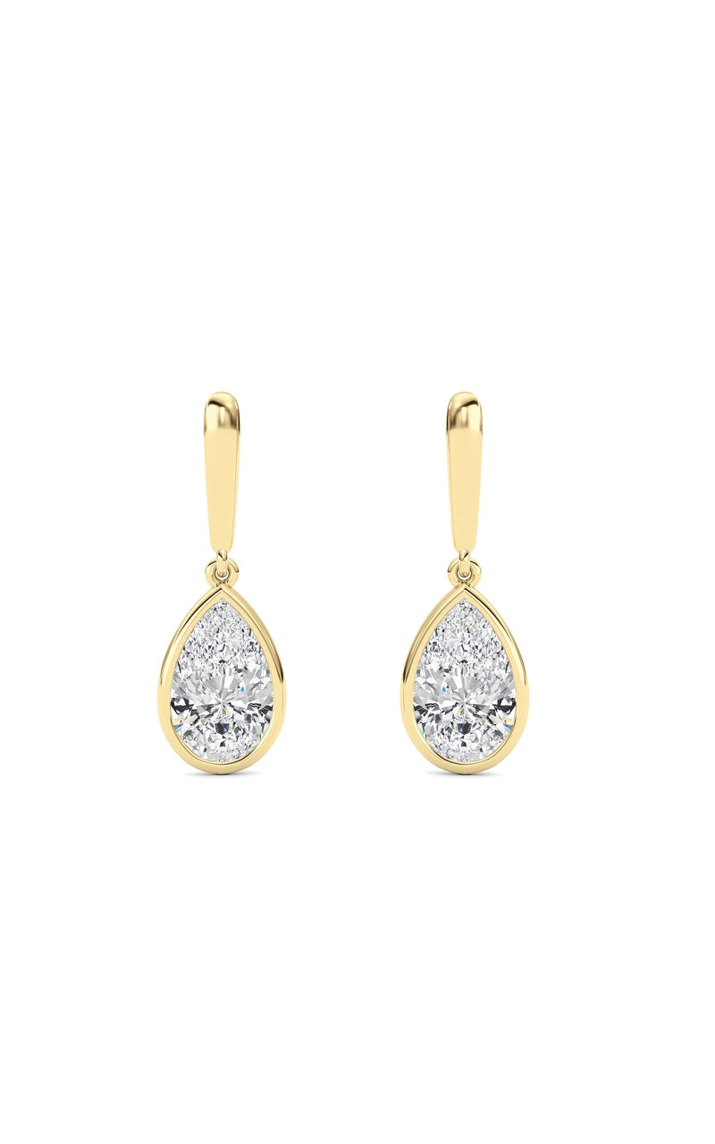 2 Cttw Bezel Set Drop Earrings in 14K White Gold, 14K Yellow Gold