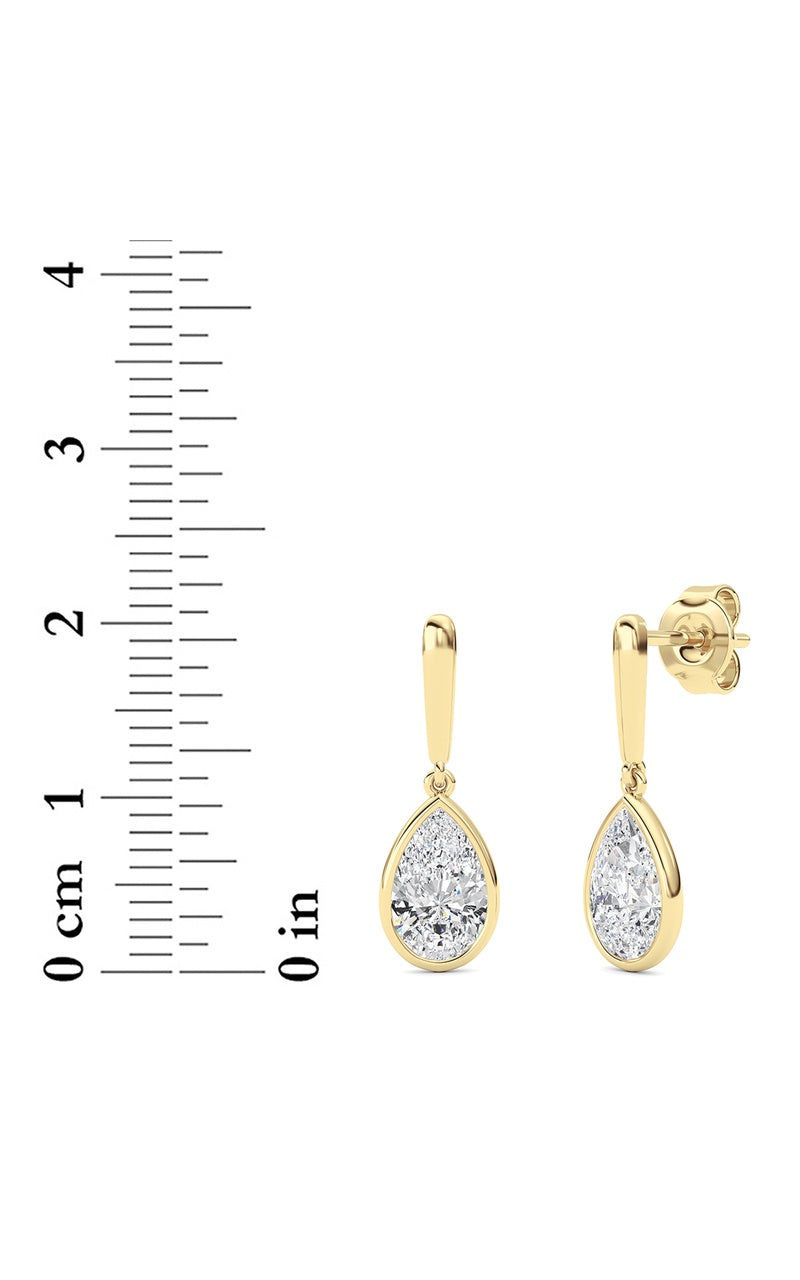 2 Cttw Bezel Set Drop Earrings in 14K White Gold, 14K Yellow Gold