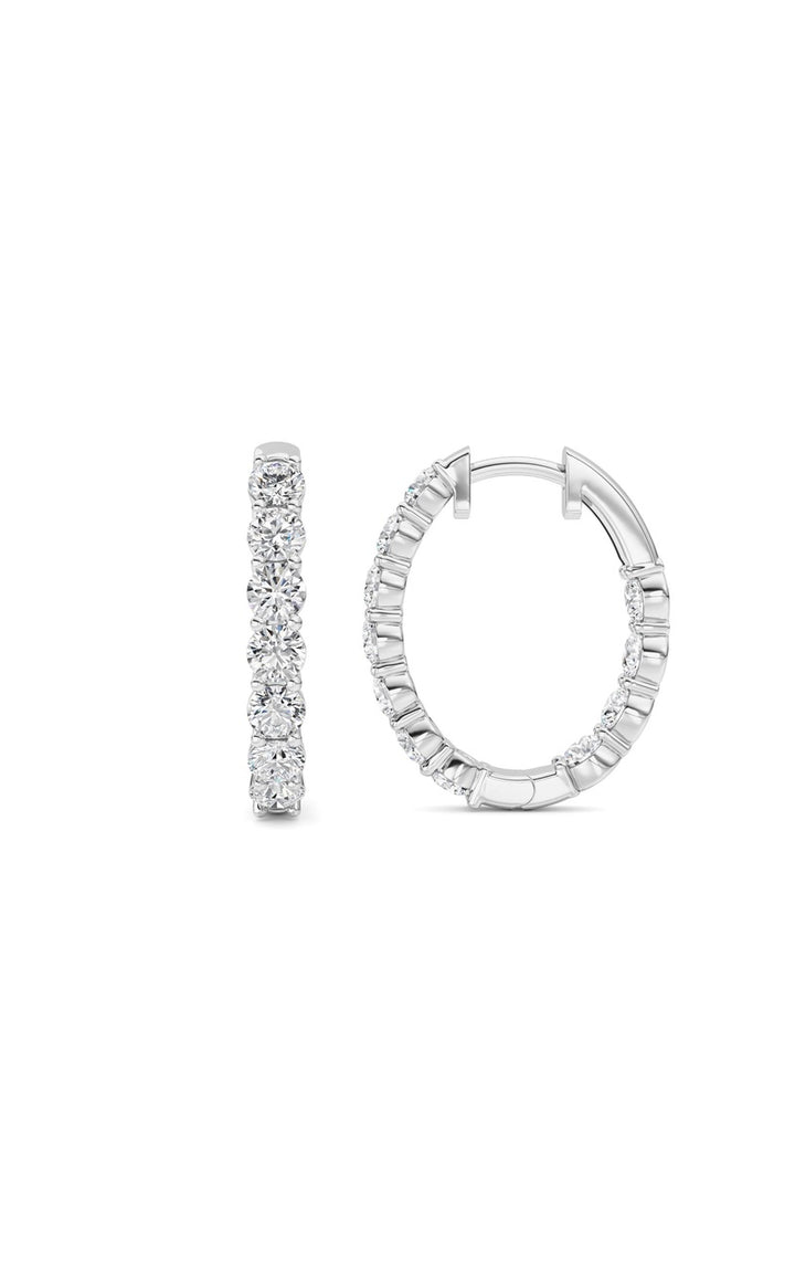 3 Cttw Inside out Hoop Earrings in 14K White Gold