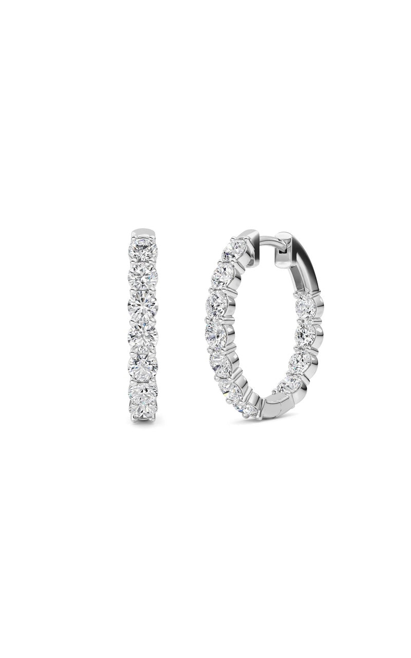 3 Cttw Inside out Hoop Earrings in 14K White Gold, 14K White Gold