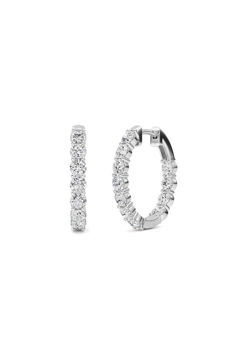 3 Cttw Inside out Hoop Earrings in 14K White Gold